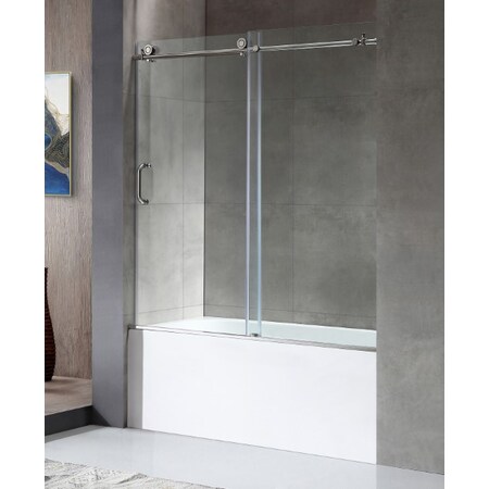 Anzzi Don 60" x 62" Frameless Sliding Tub Door in Polished Chrome SD-AZ17-01CH
